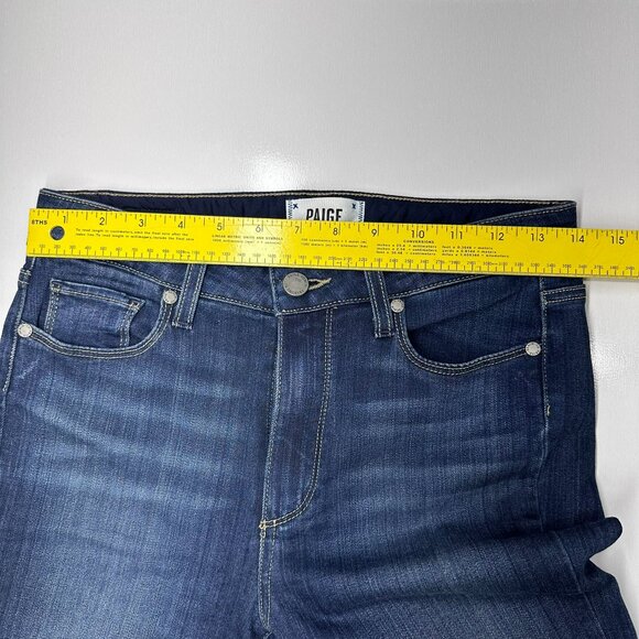 Paige High Rise Bell Canyon Women's Size 27 Dark Wash Flared Denim 34" Inseam - Picture 8 of 11